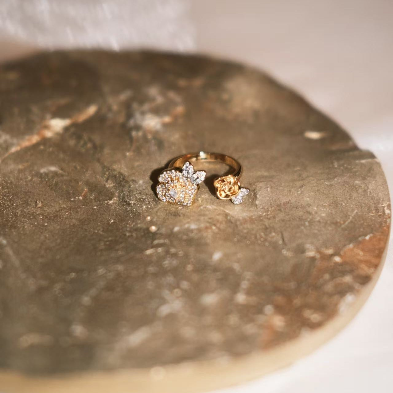 Miana Rosa Dulce anillo ajustable flor brillante estilo romántico