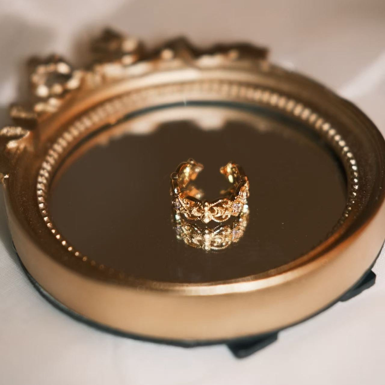 Miana lazo de oro antiguo anillo ajustable barroco elegante