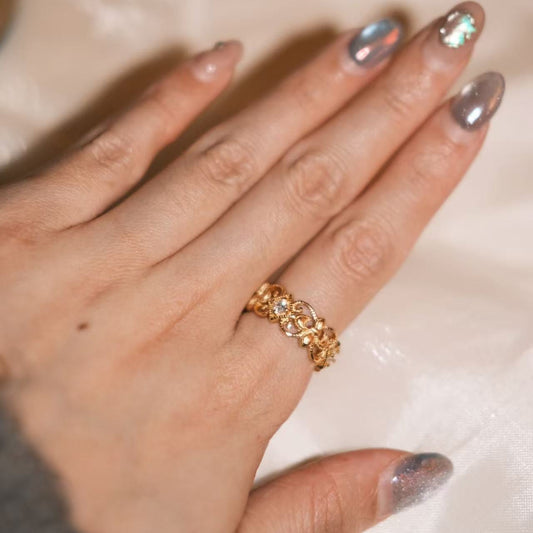 Miana lazo de oro antiguo anillo ajustable barroco elegante